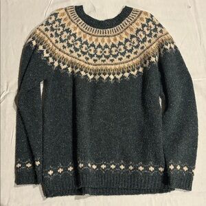 St. John's Bay Dark Green & Cream Nordic Yoke Sweater